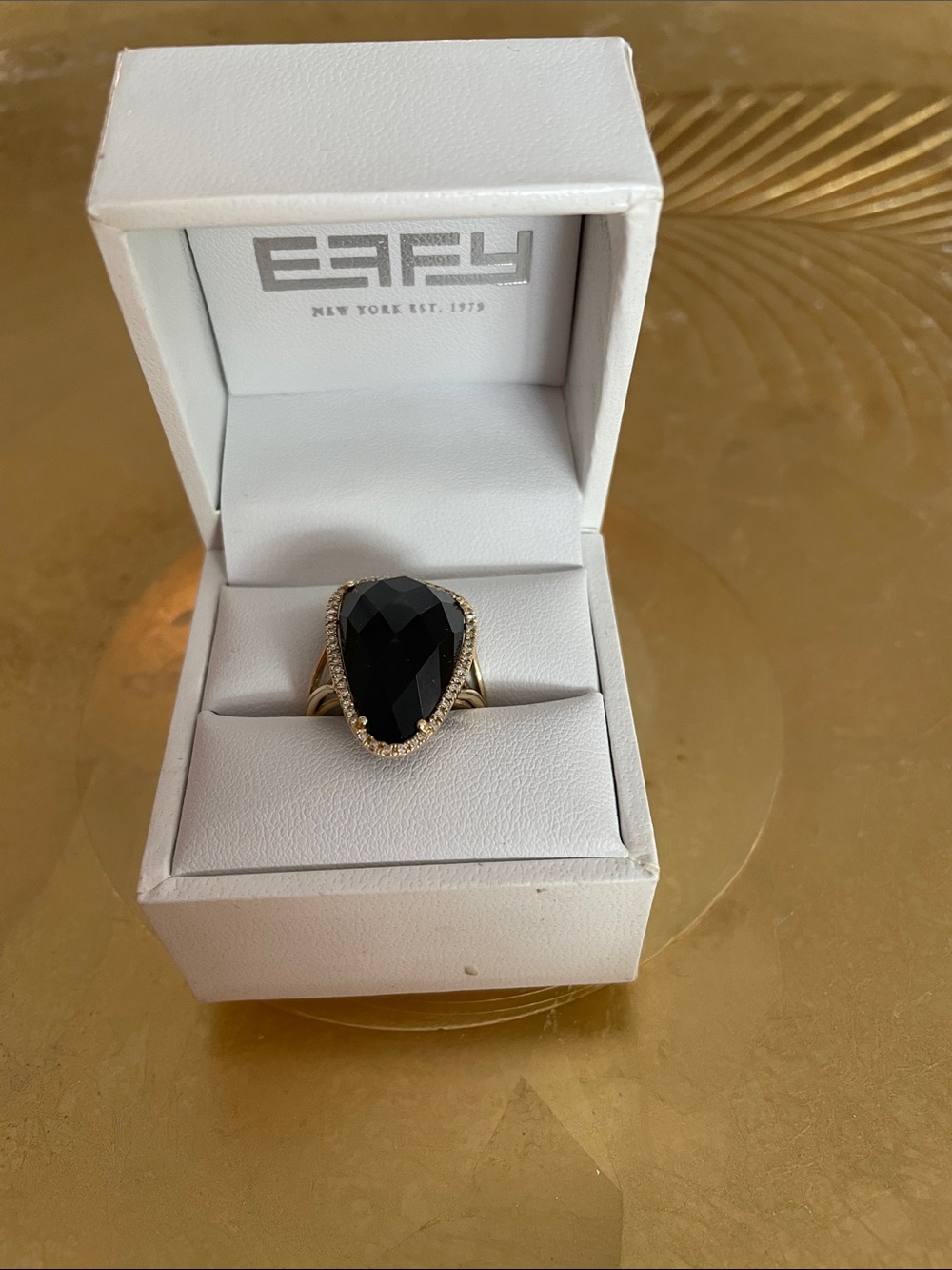 Effy gold onyx diamond ring